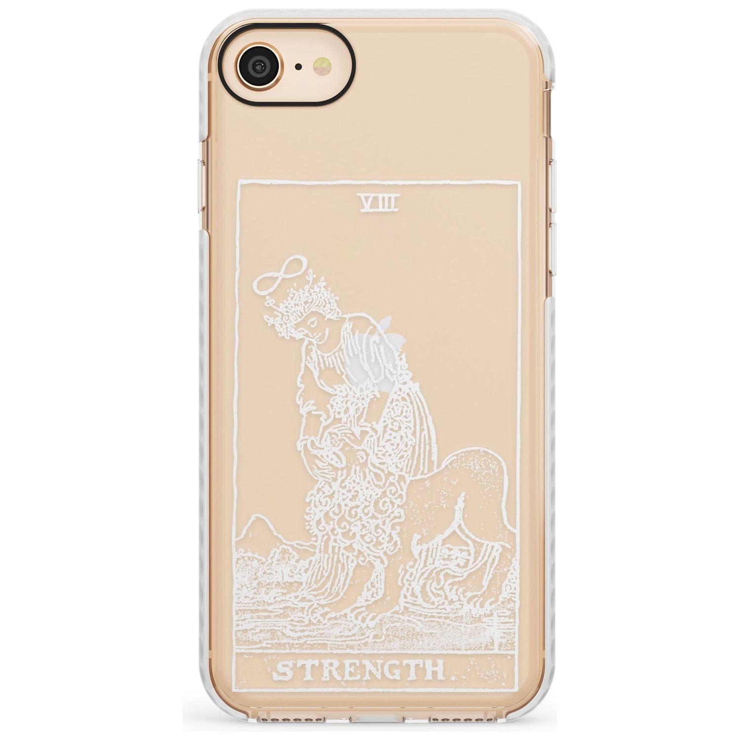 Strength Tarot Card - White Transparent Slim TPU Phone Case for iPhone SE 8 7 Plus