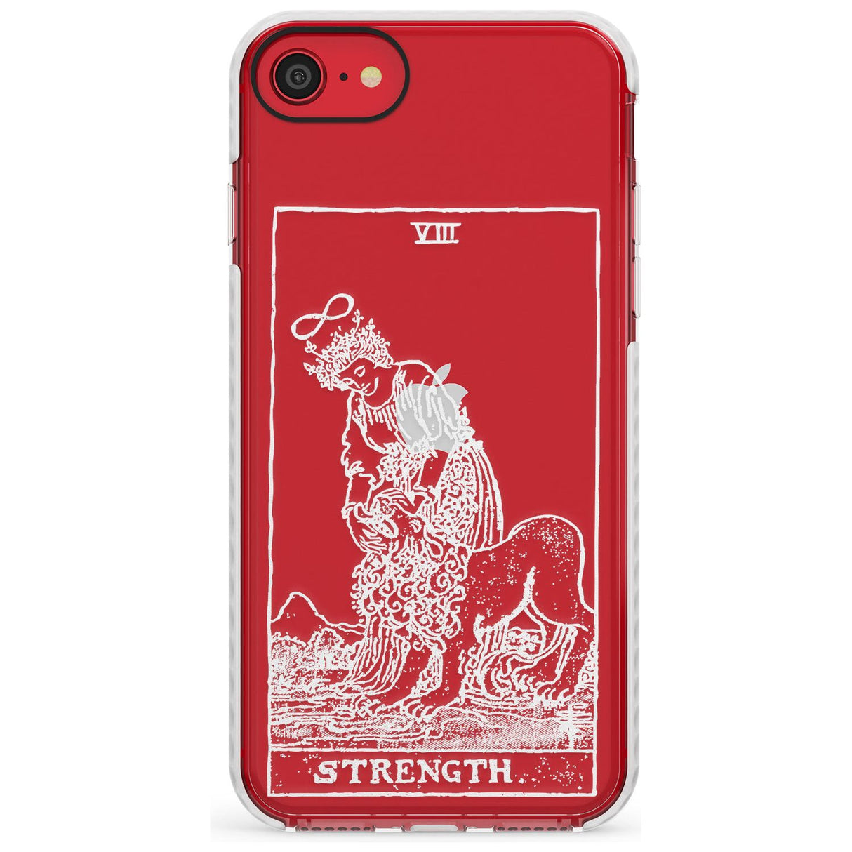 Strength Tarot Card - White Transparent Slim TPU Phone Case for iPhone SE 8 7 Plus