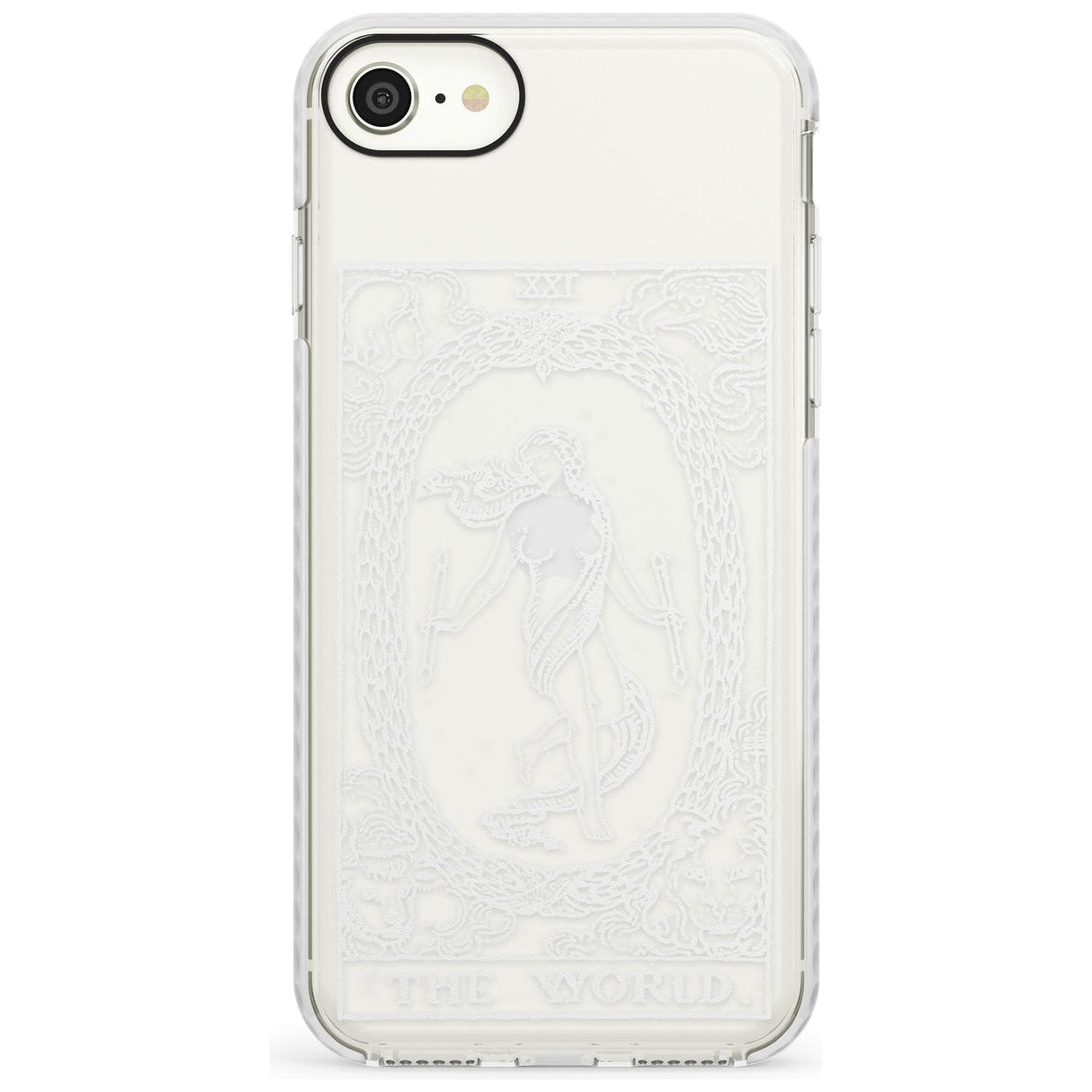 The World Tarot Card - White Transparent Slim TPU Phone Case for iPhone SE 8 7 Plus