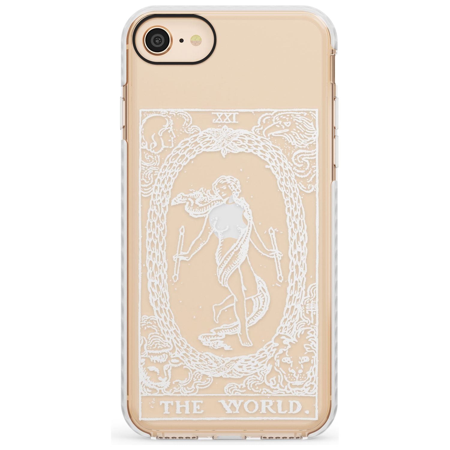 The World Tarot Card - White Transparent Slim TPU Phone Case for iPhone SE 8 7 Plus