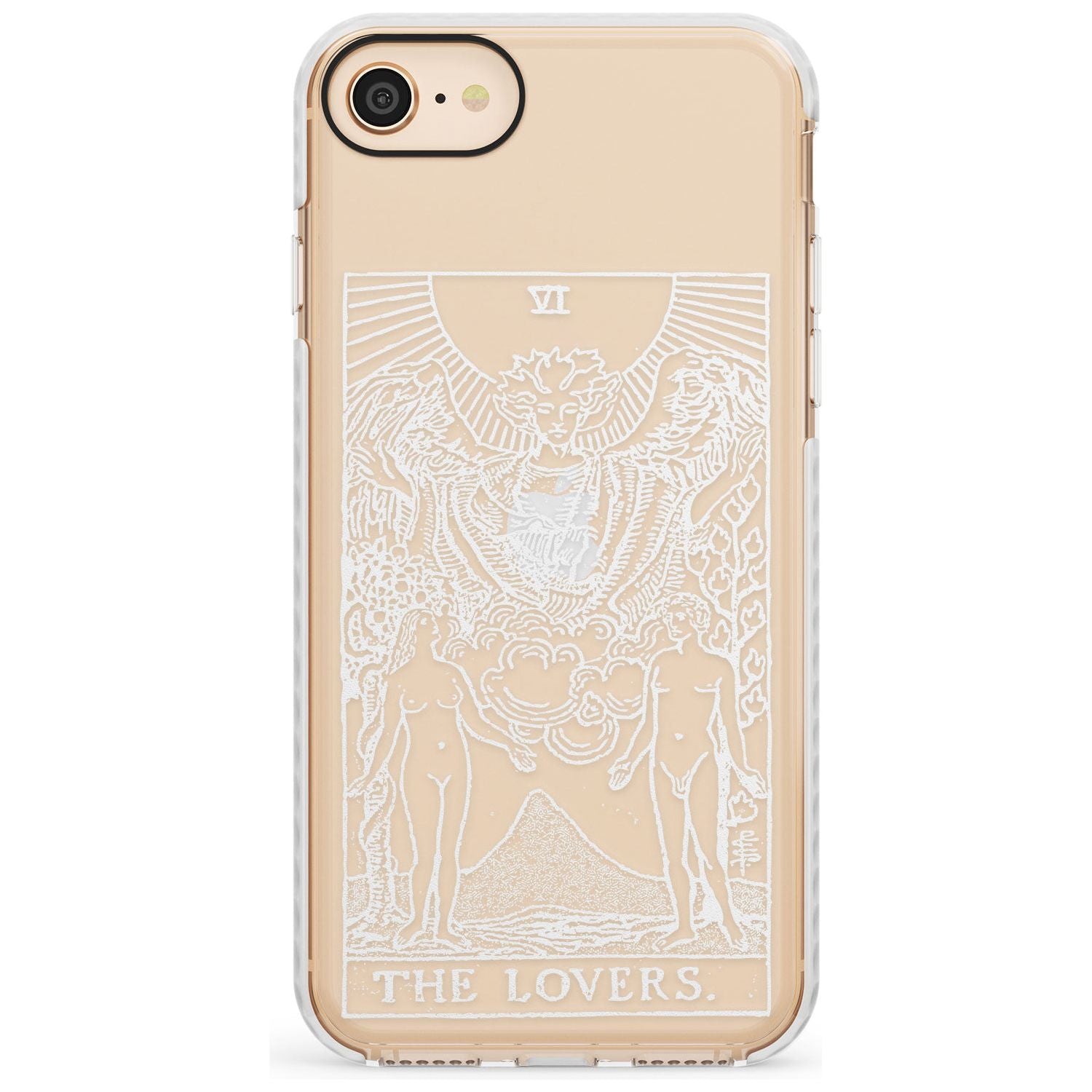 The Lovers Tarot Card - White Transparent Slim TPU Phone Case for iPhone SE 8 7 Plus