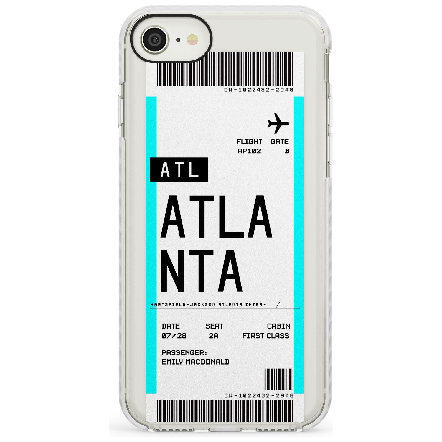 Atlanta Boarding Pass iPhone Case  Impact Case Custom Phone Case - Case Warehouse