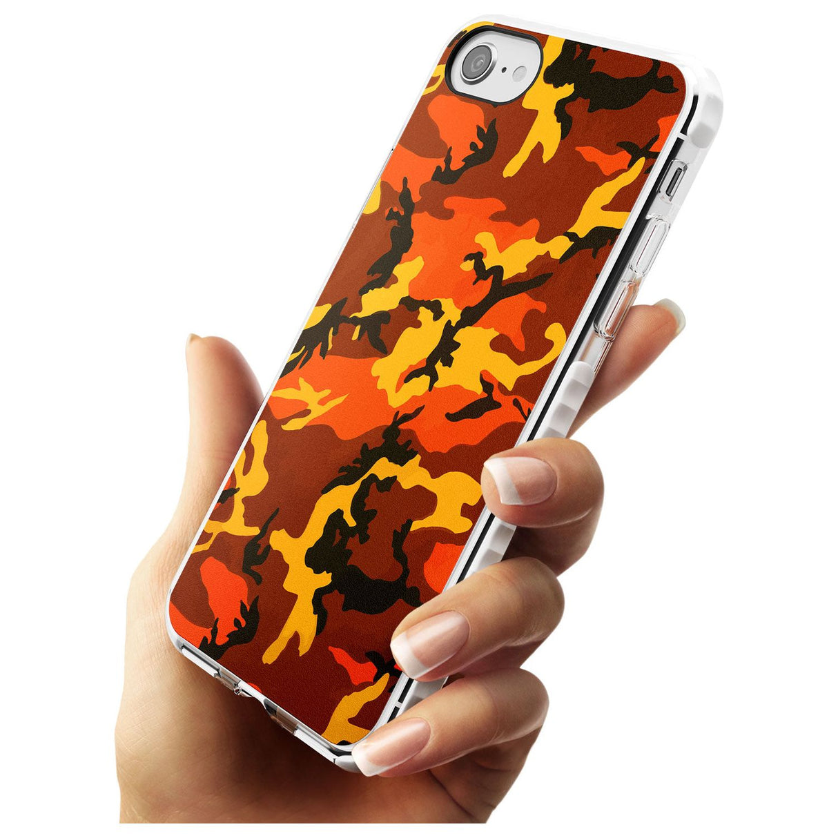 Orange Camo Impact Phone Case for iPhone SE 8 7 Plus