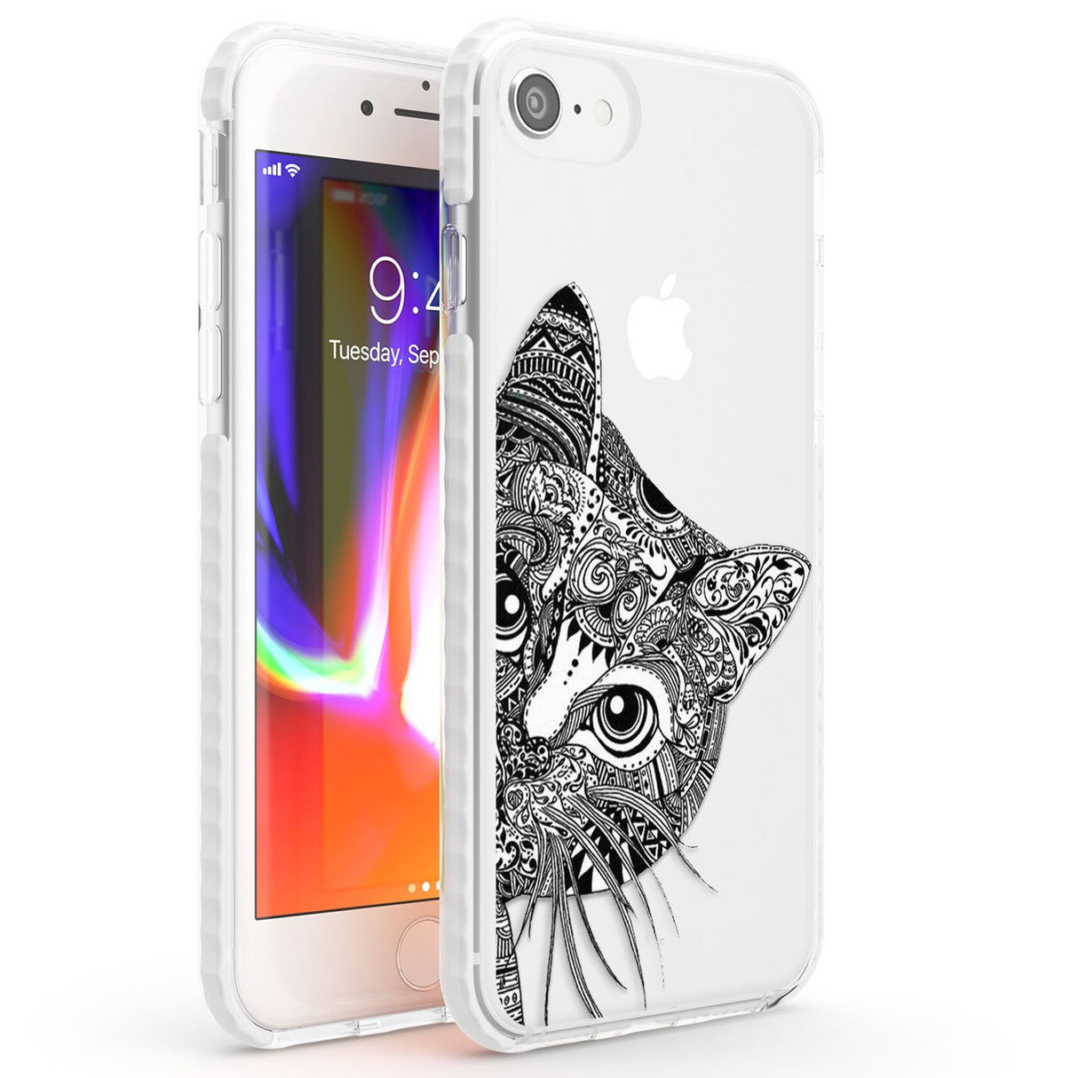 Henna Cat Phone Case iPhone 7/8 / Impact Case,iPhone SE / Impact Case Blanc Space