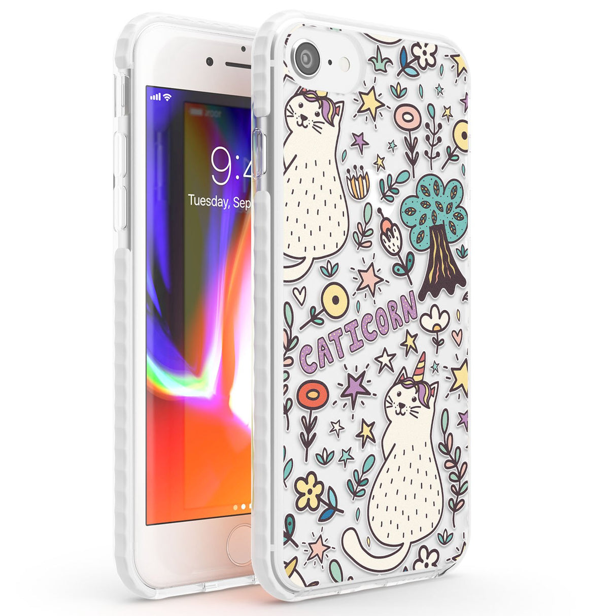 Caticorn pattern Phone Case iPhone 7/8 / Impact Case,iPhone SE / Impact Case Blanc Space