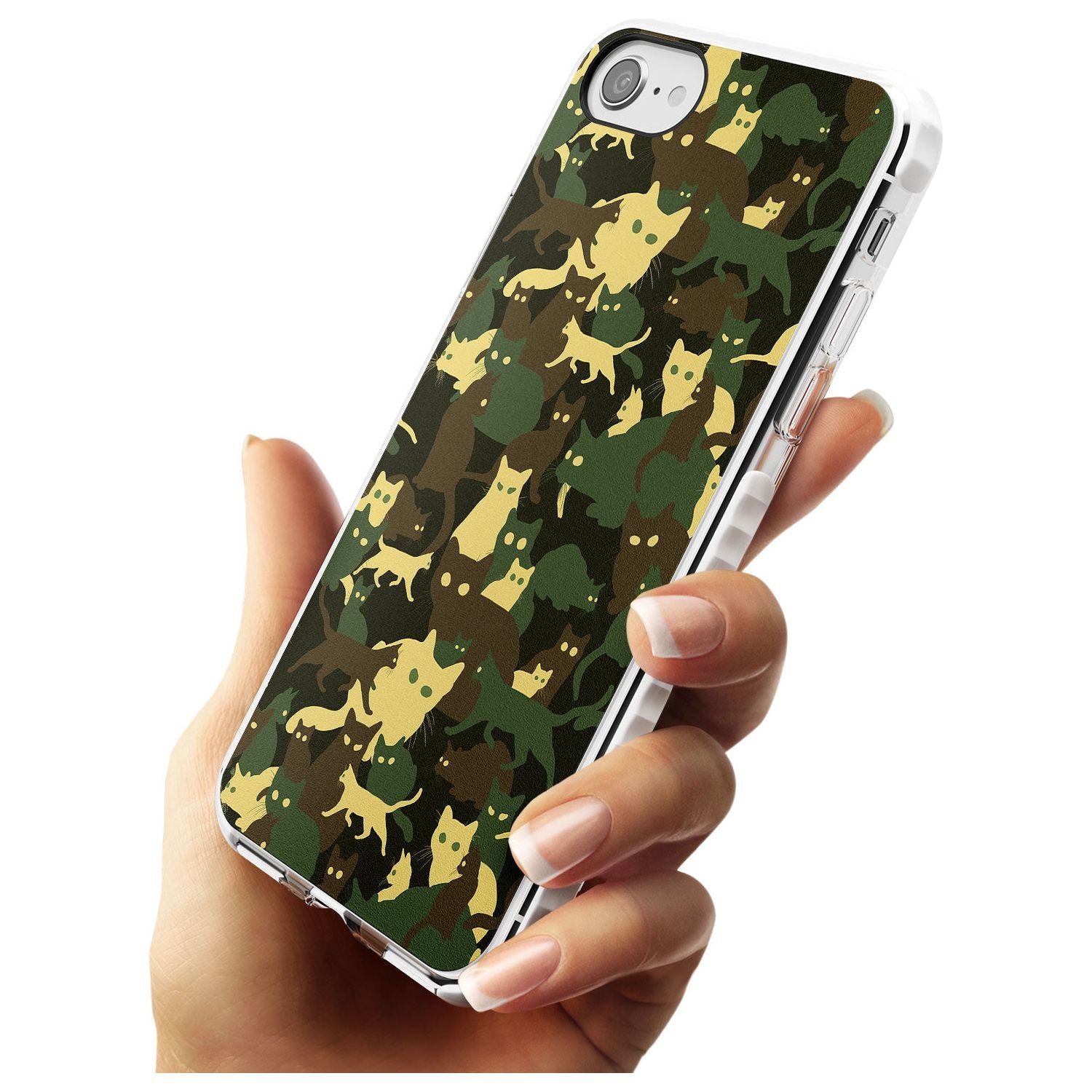 Forest Green Cat Camouflage Pattern Impact Phone Case for iPhone SE 8 7 Plus