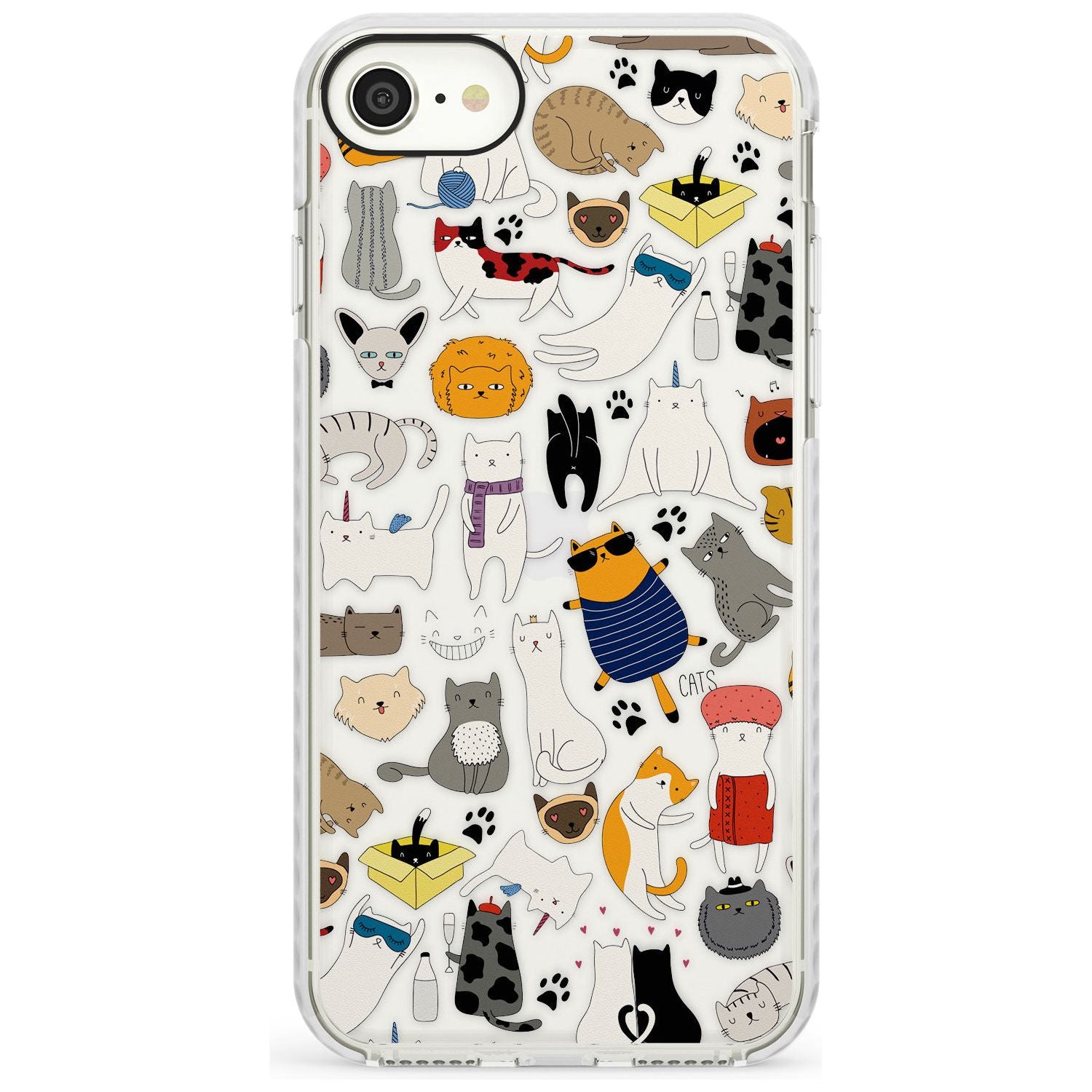 Cartoon Cat Collage - Colour Slim TPU Phone Case for iPhone SE 8 7 Plus