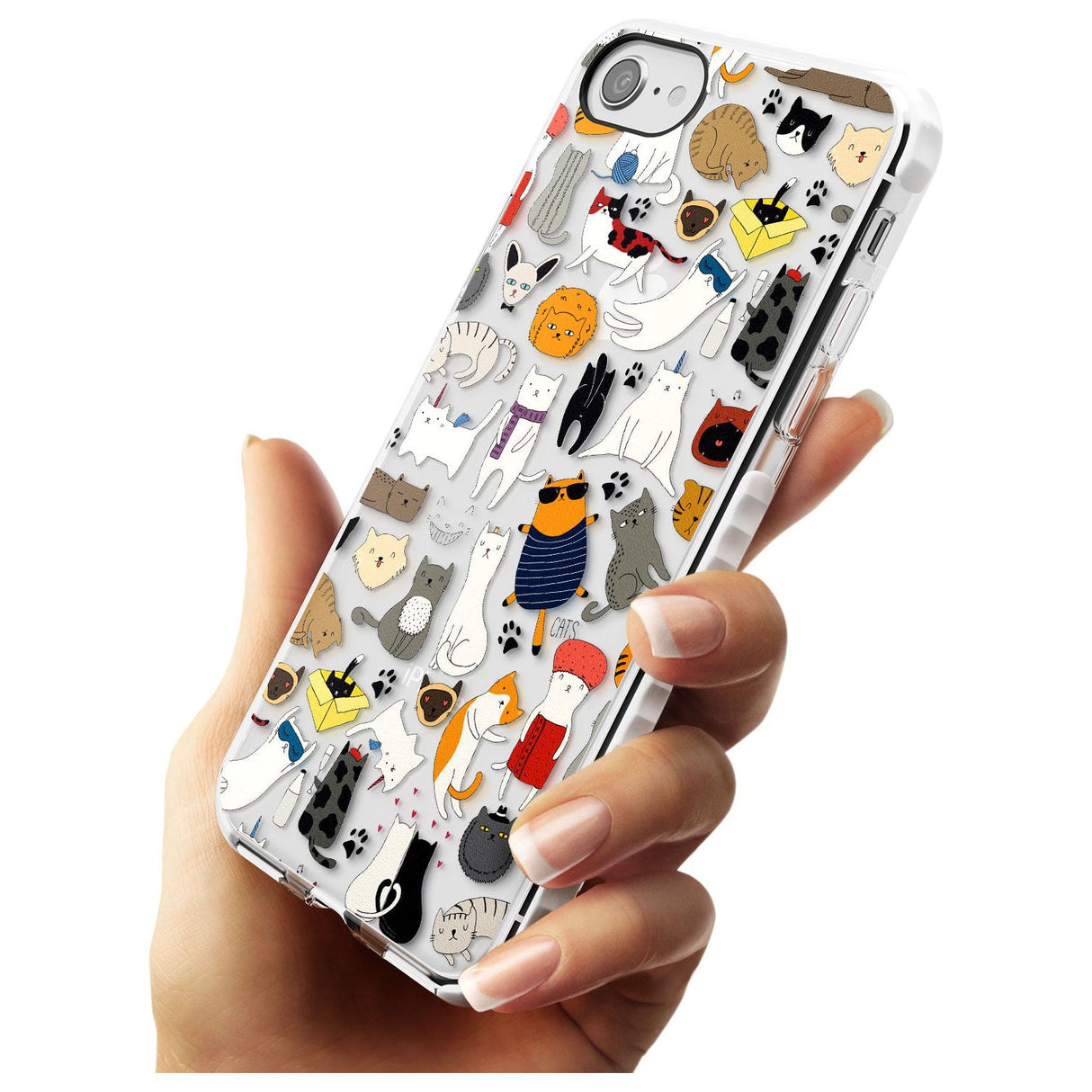 Cartoon Cat Collage - Colour Slim TPU Phone Case for iPhone SE 8 7 Plus