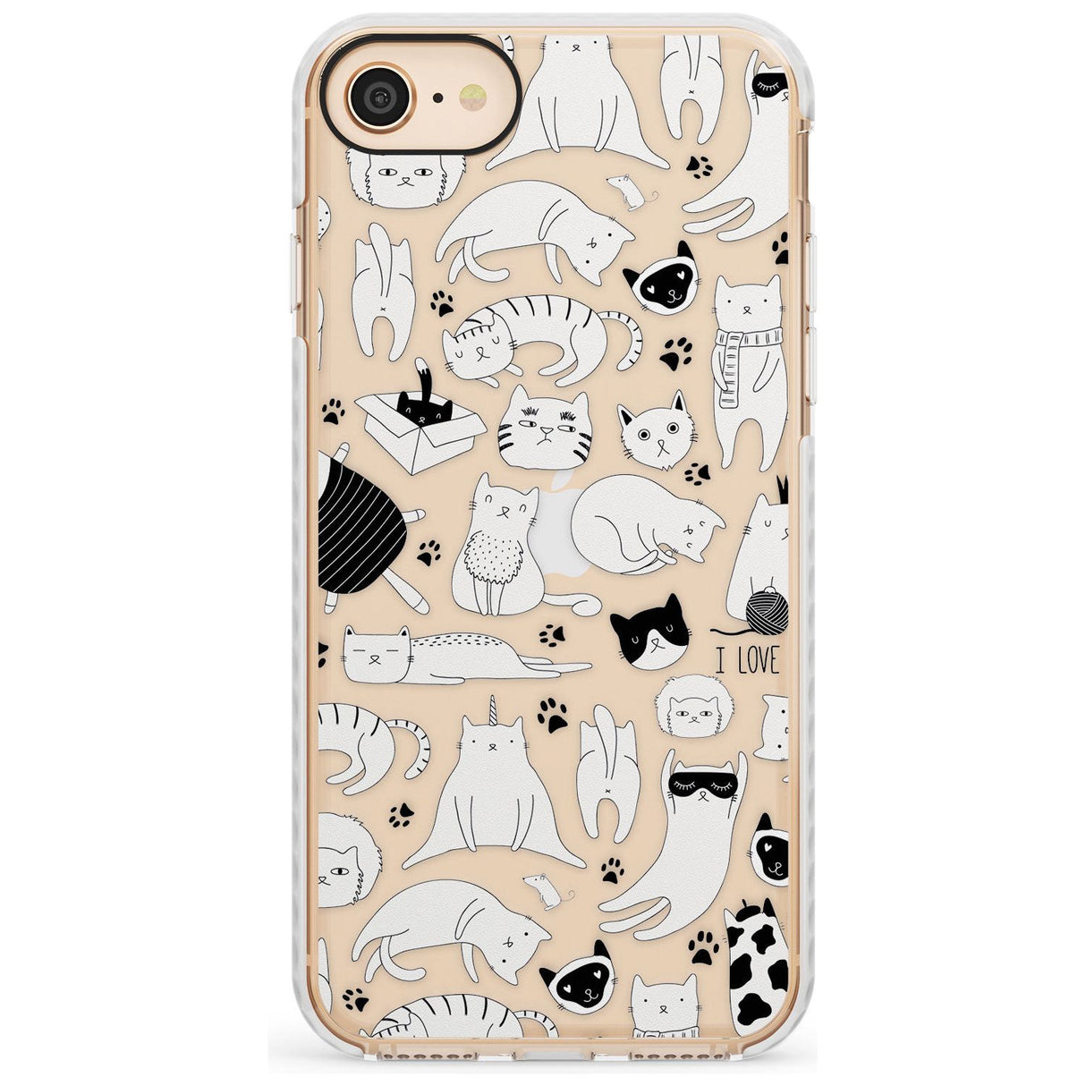 Cartoon Cat Collage - Black & White Slim TPU Phone Case for iPhone SE 8 7 Plus