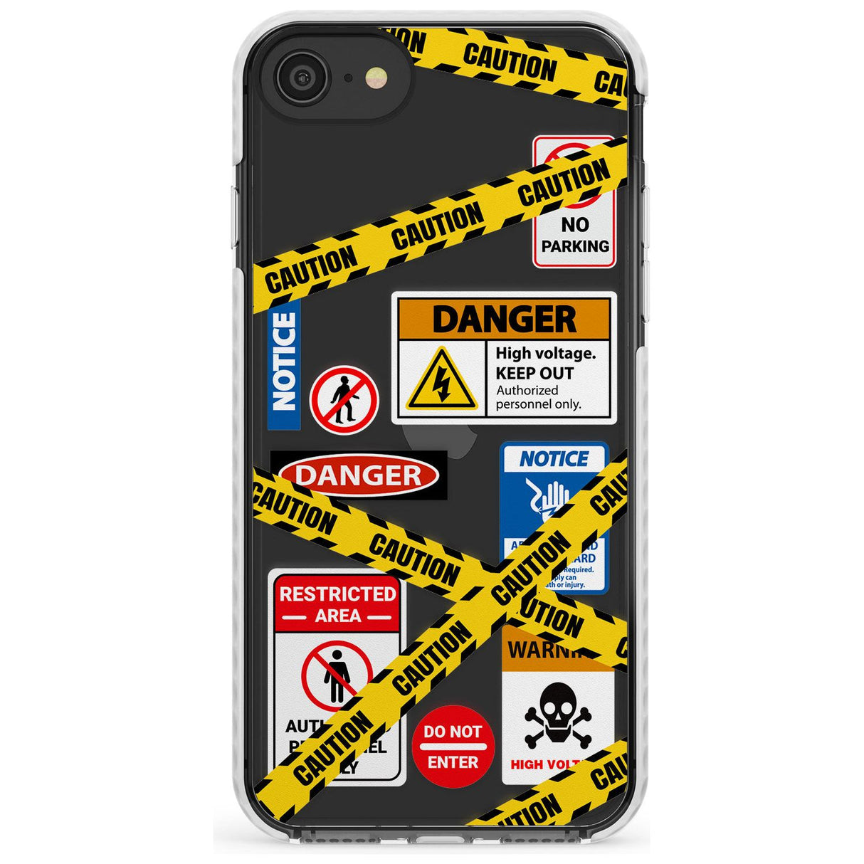 CAUTION Slim TPU Phone Case for iPhone SE 8 7 Plus