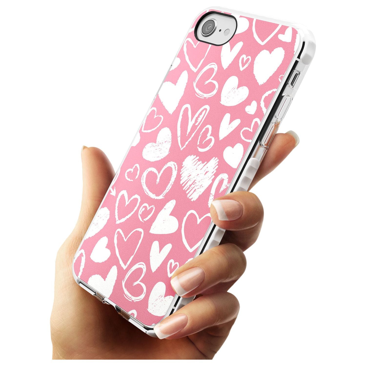 Chalk Hearts Impact Phone Case for iPhone SE 8 7 Plus