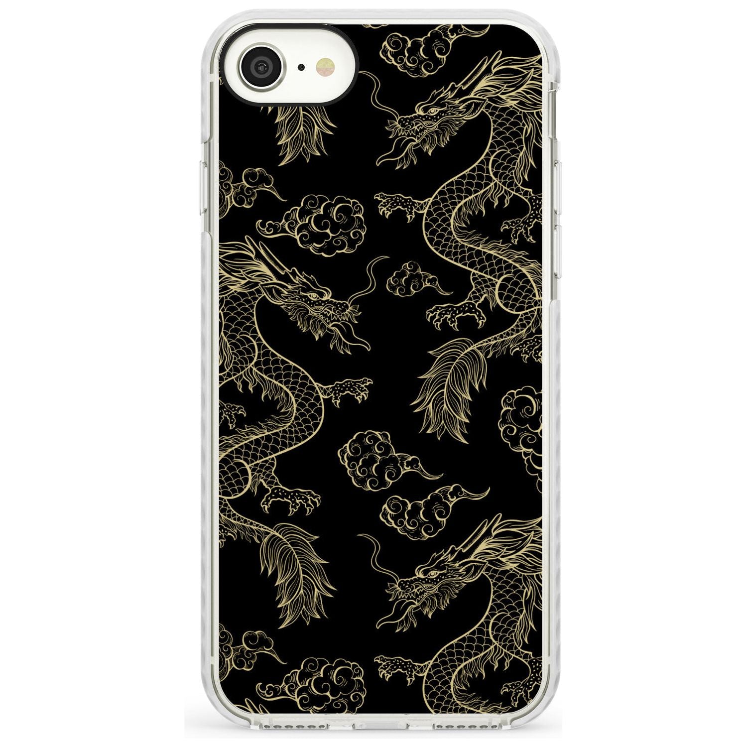 Black and Gold Dragon Pattern Impact Phone Case for iPhone SE 8 7 Plus