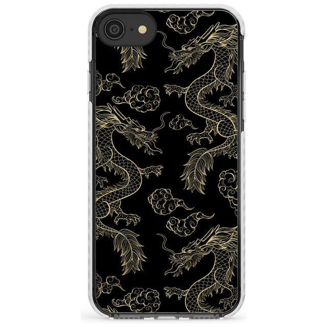Black and Gold Dragon Pattern Impact Phone Case for iPhone SE 8 7 Plus