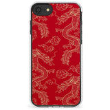 Red and Gold Dragon Pattern Impact Phone Case for iPhone SE 8 7 Plus