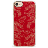 Red and Gold Dragon Pattern Impact Phone Case for iPhone SE 8 7 Plus