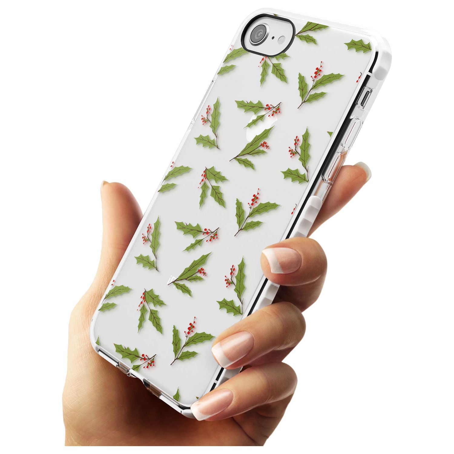 Christmas Holly Pattern Impact Phone Case for iPhone SE 8 7 Plus