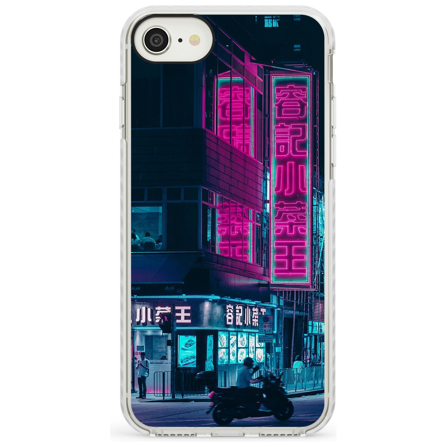 Motorcylist & Signs - Neon Cities Photographs Impact Phone Case for iPhone SE 8 7 Plus