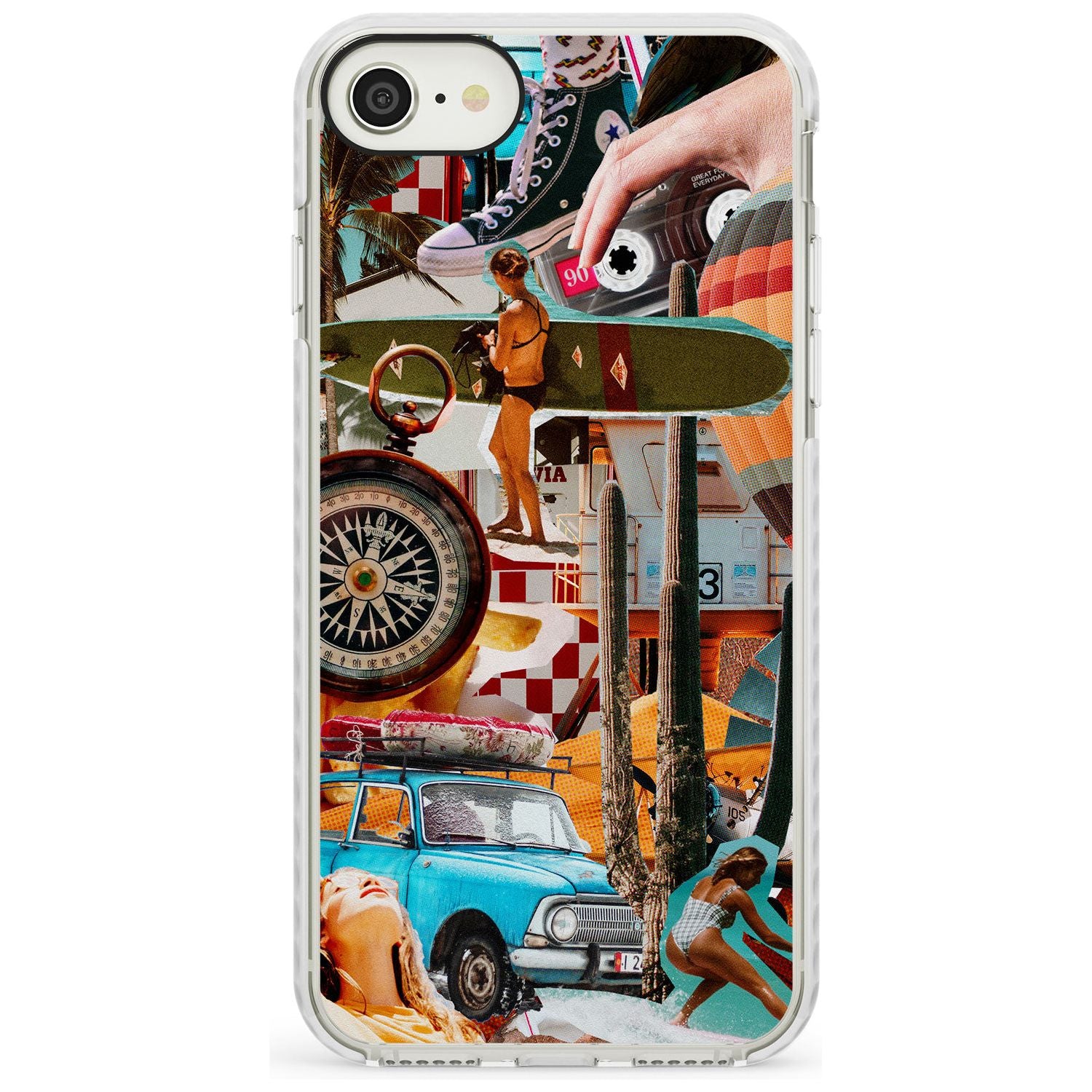 Vintage Collage: Road Trip Impact Phone Case for iPhone SE 8 7 Plus