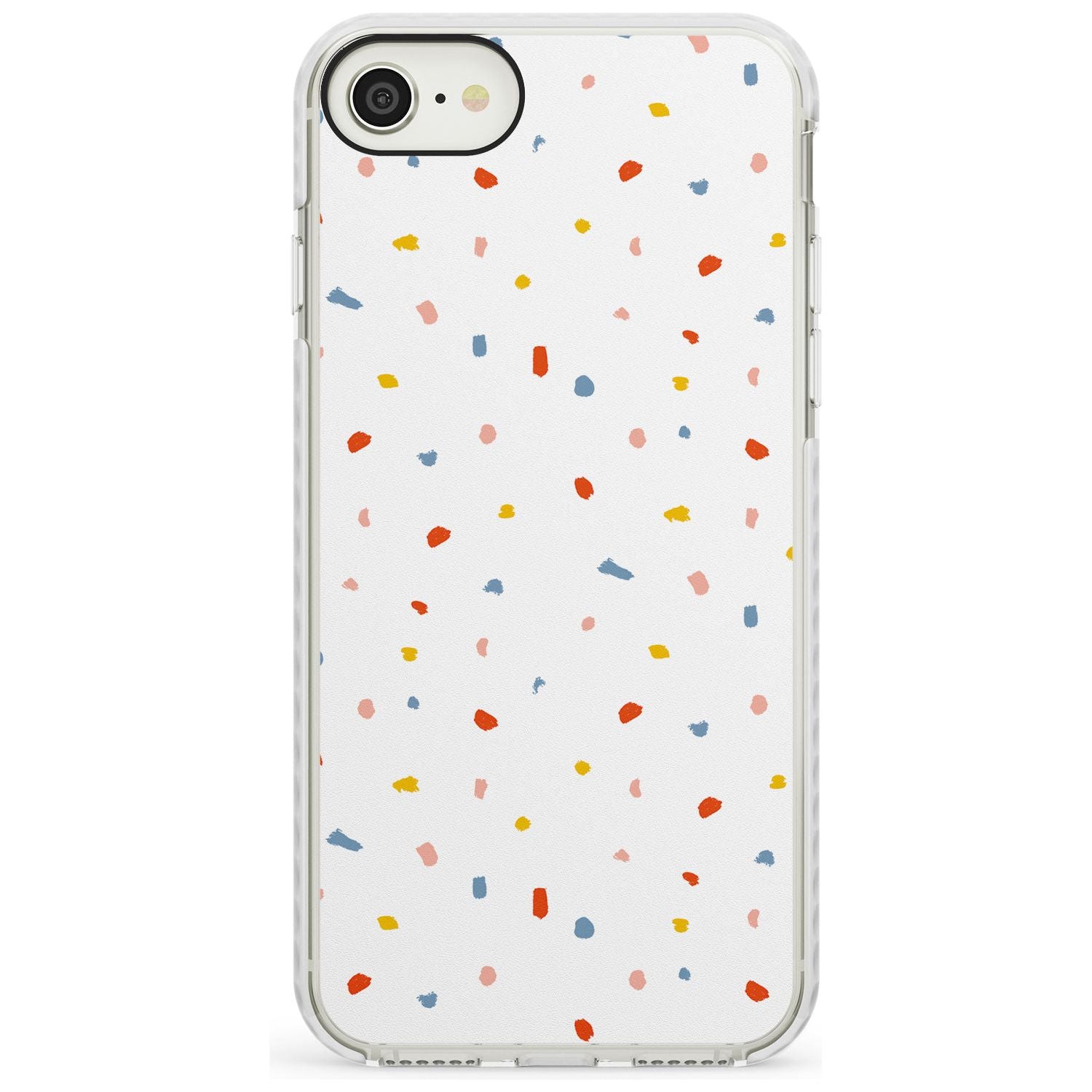 Confetti Print on Solid White Impact Phone Case for iPhone SE 8 7 Plus
