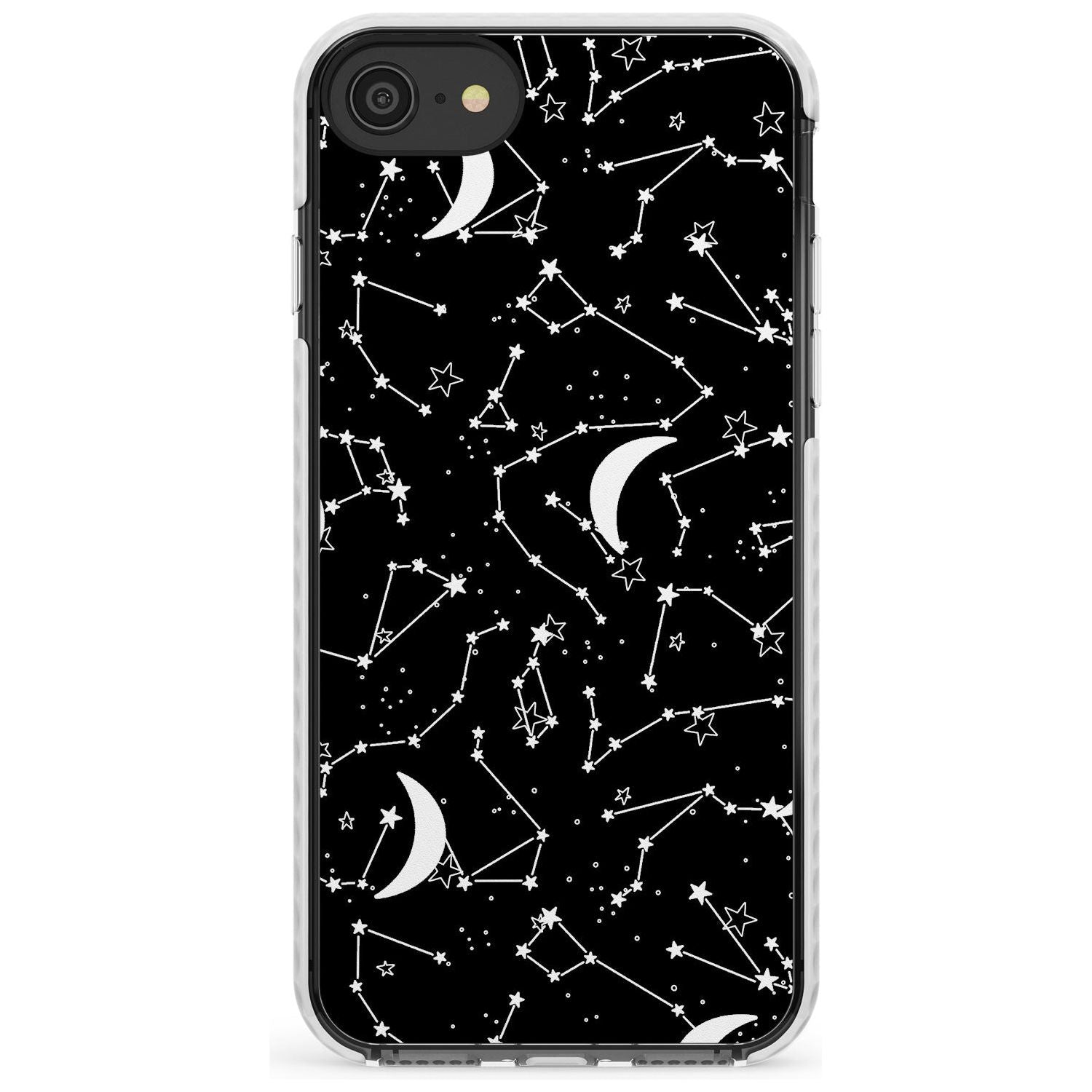 White Constellations on Black Slim TPU Phone Case for iPhone SE 8 7 Plus