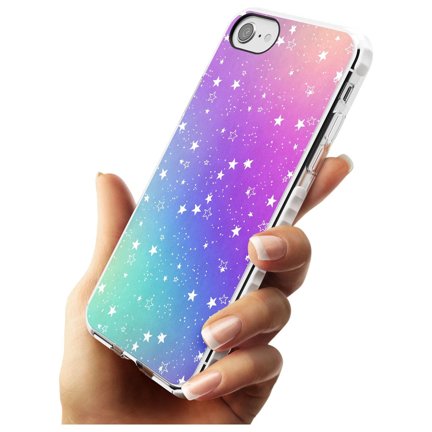White Stars on Pastels Slim TPU Phone Case for iPhone SE 8 7 Plus