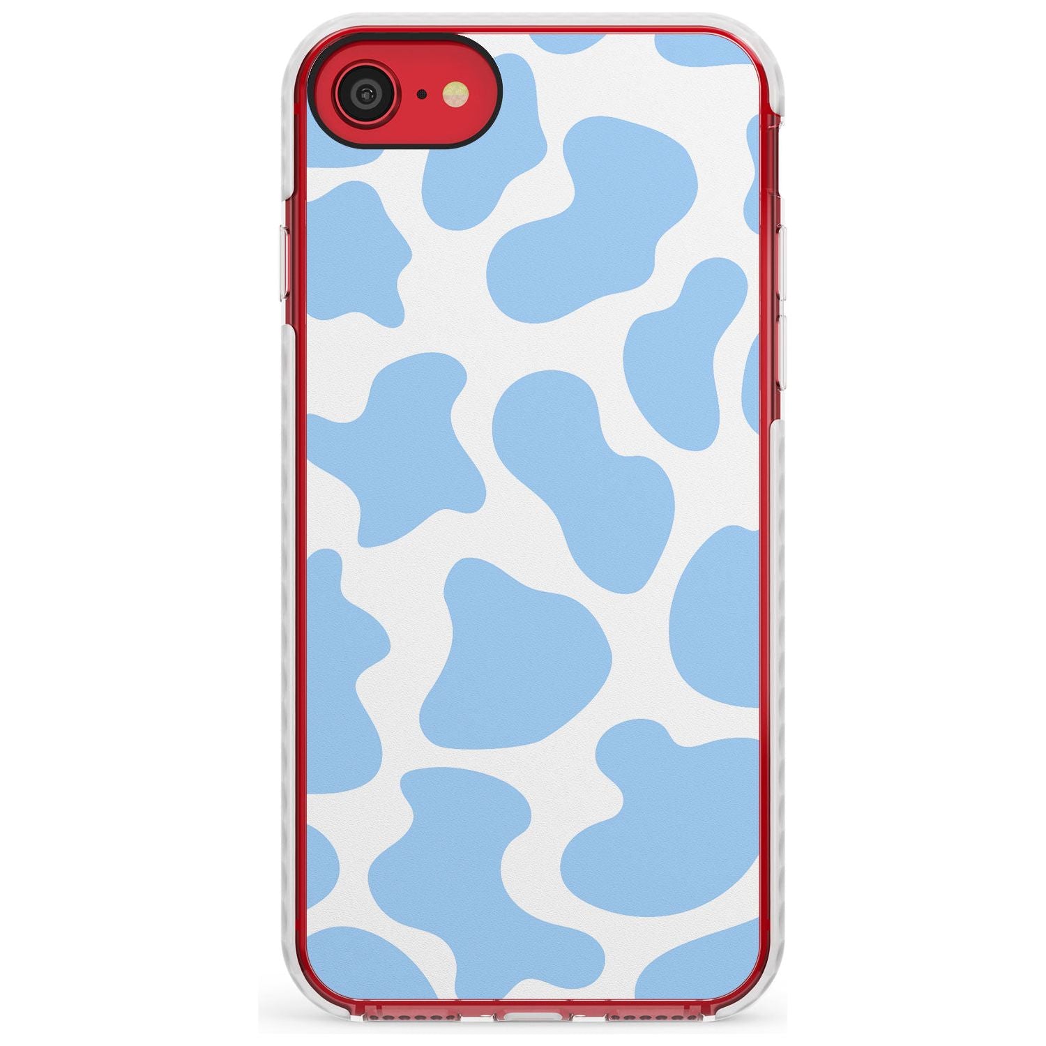 Blue and White Cow Print Impact Phone Case for iPhone SE 8 7 Plus