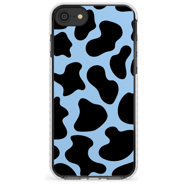 Blue and Black Cow Print Impact Phone Case for iPhone SE 8 7 Plus