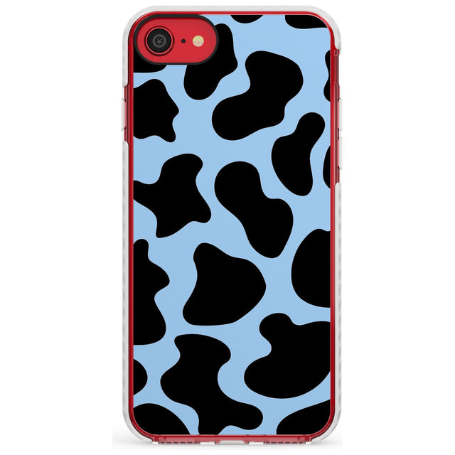 Blue and Black Cow Print Impact Phone Case for iPhone SE 8 7 Plus