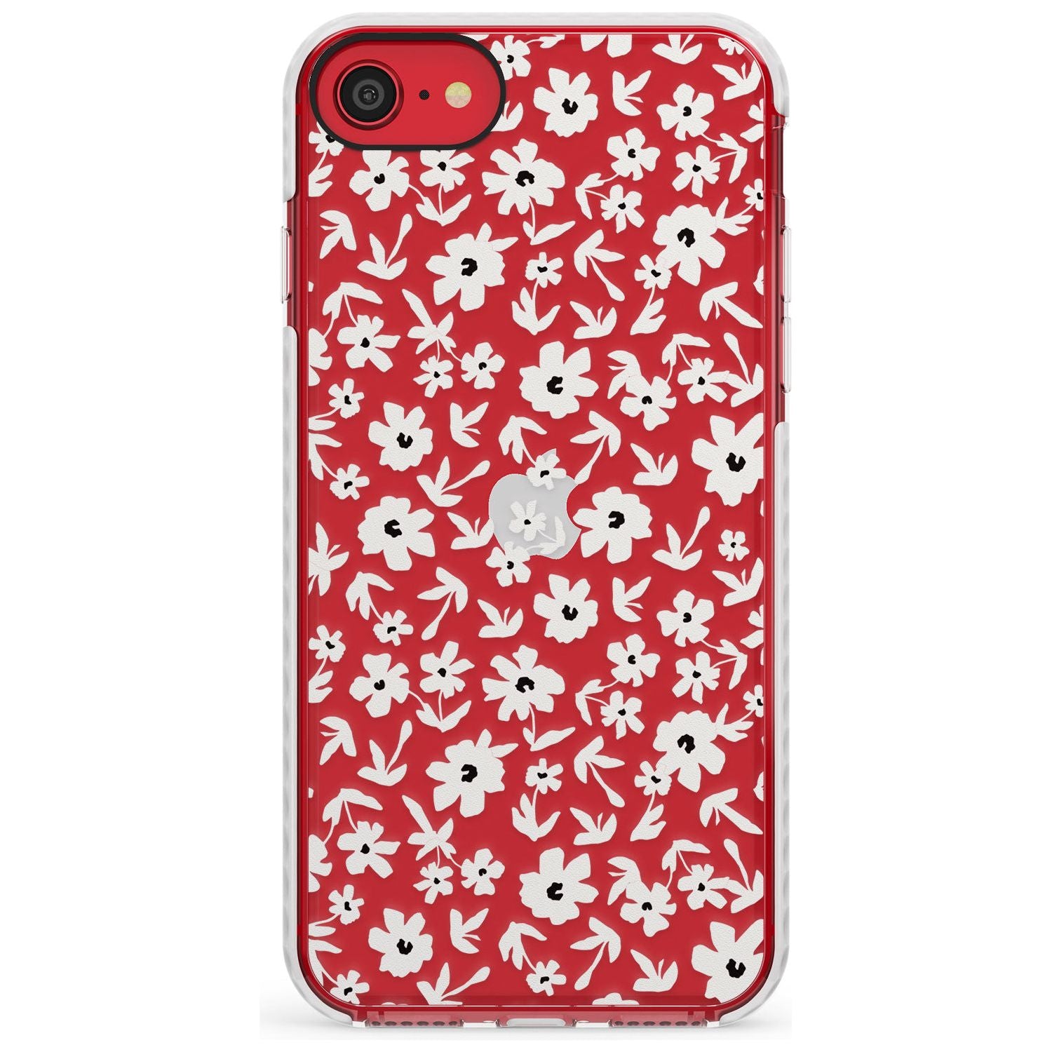 Floral Print on Clear - Cute Floral Design Slim TPU Phone Case for iPhone SE 8 7 Plus