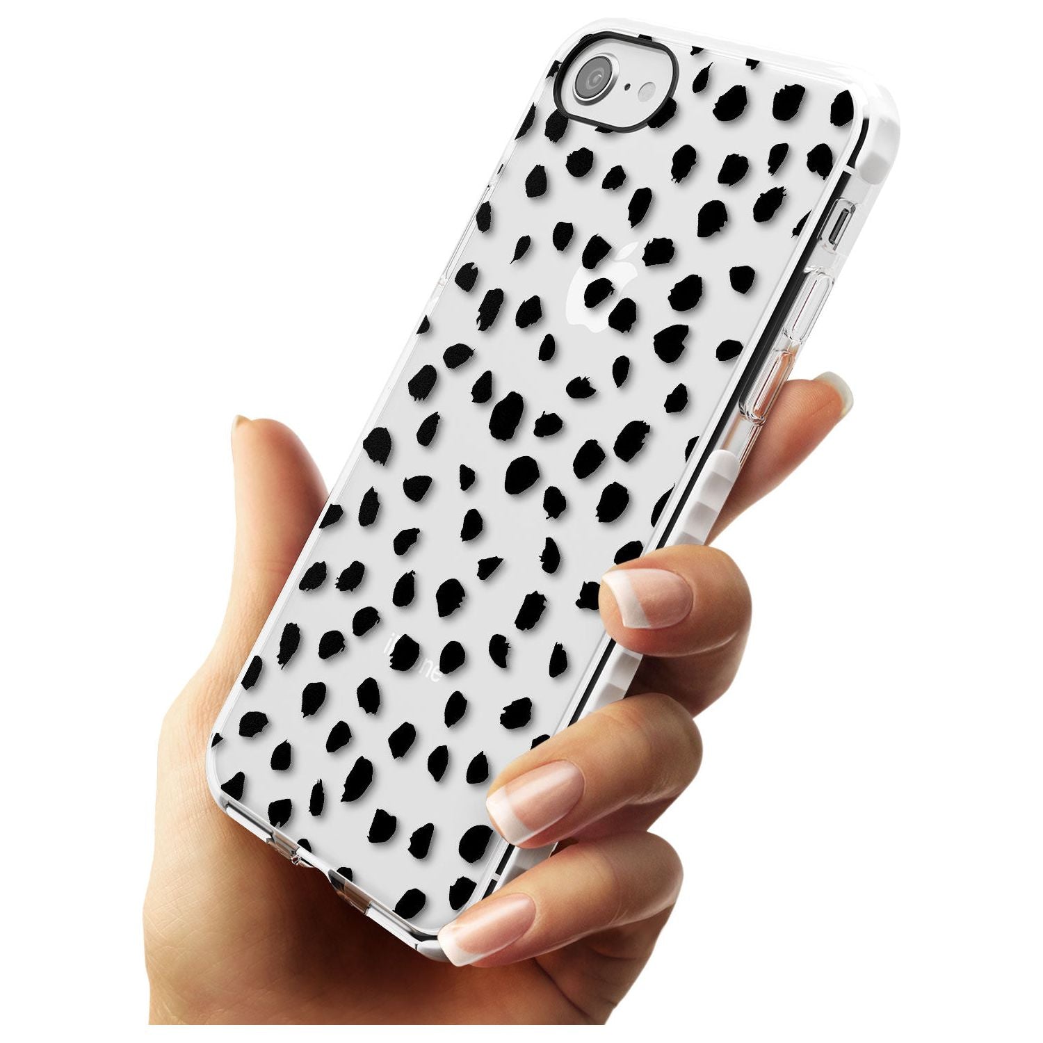 Black on Transparent Dalmatian Polka Dot Spots Impact Phone Case for iPhone SE 8 7 Plus