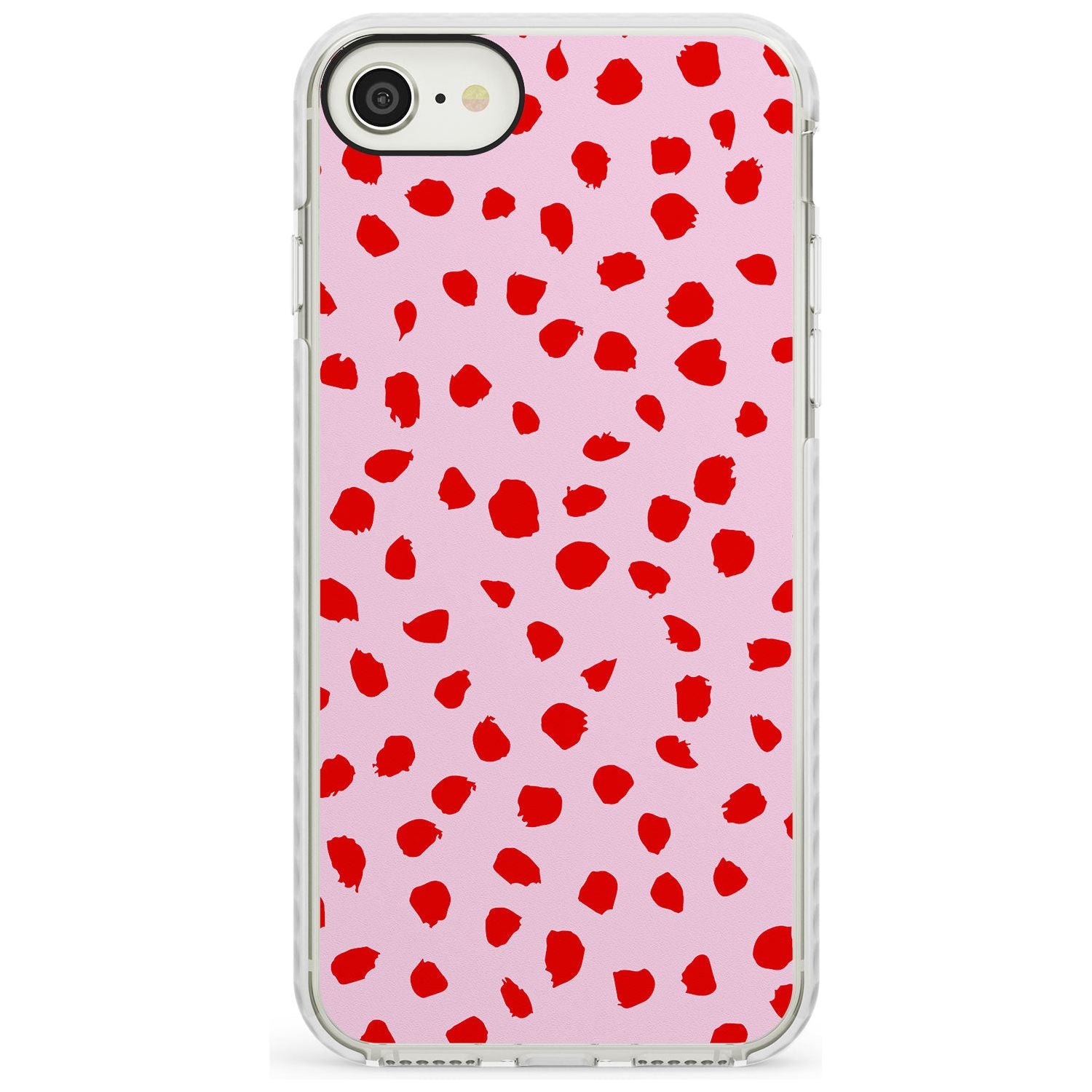 Red on Pink Dalmatian Polka Dot Spots Impact Phone Case for iPhone SE 8 7 Plus