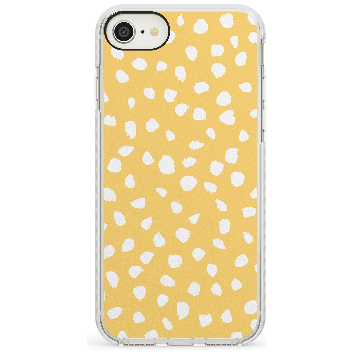 White on Yellow Dalmatian Polka Dot Spots Impact Phone Case for iPhone SE 8 7 Plus