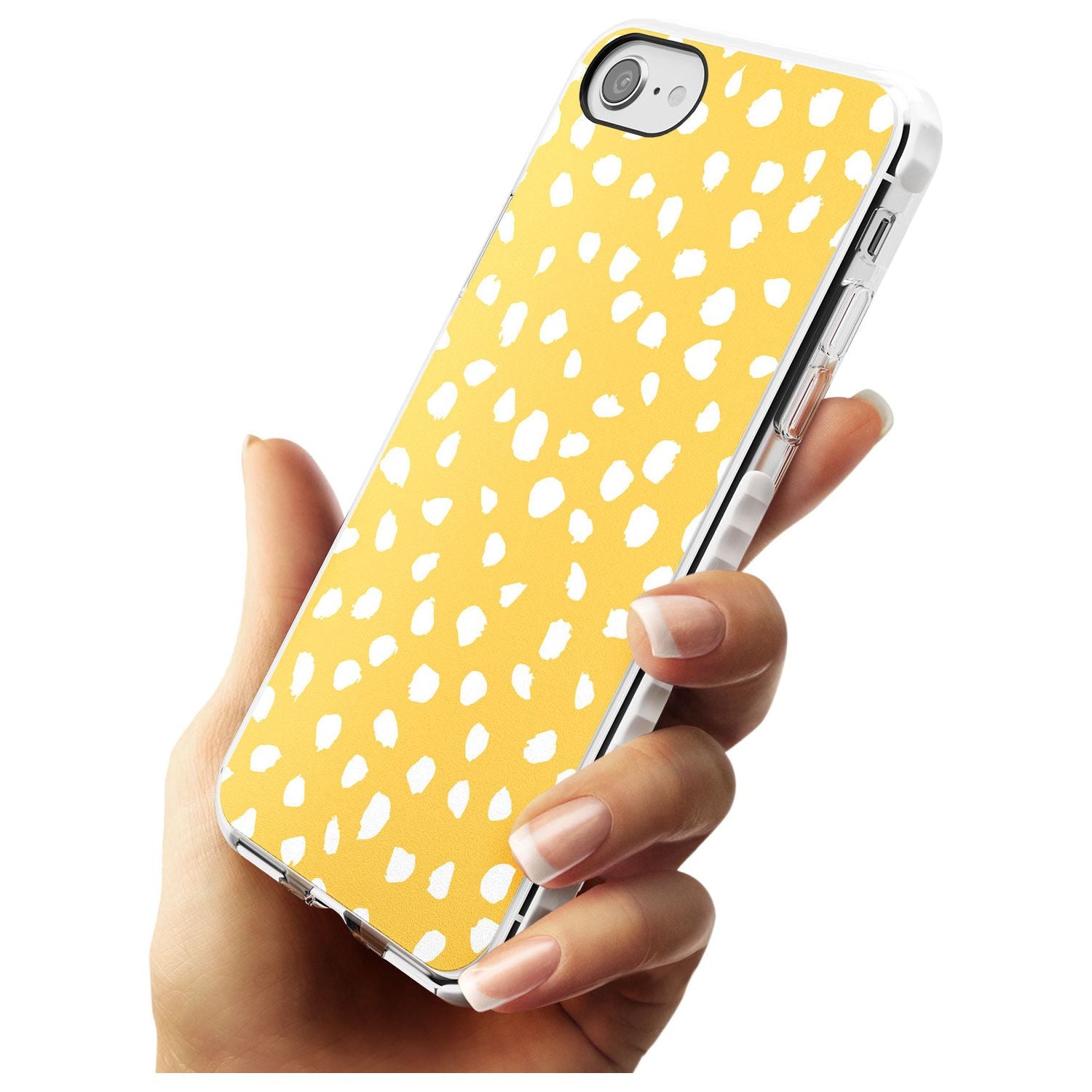 White on Yellow Dalmatian Polka Dot Spots Impact Phone Case for iPhone SE 8 7 Plus