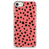 Black on Salmon Pink Dalmatian Polka Dot Spots Impact Phone Case for iPhone SE 8 7 Plus