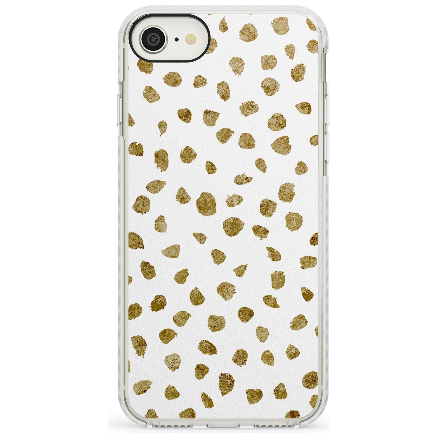 Gold Look on White Dalmatian Polka Dot Spots Impact Phone Case for iPhone SE 8 7 Plus