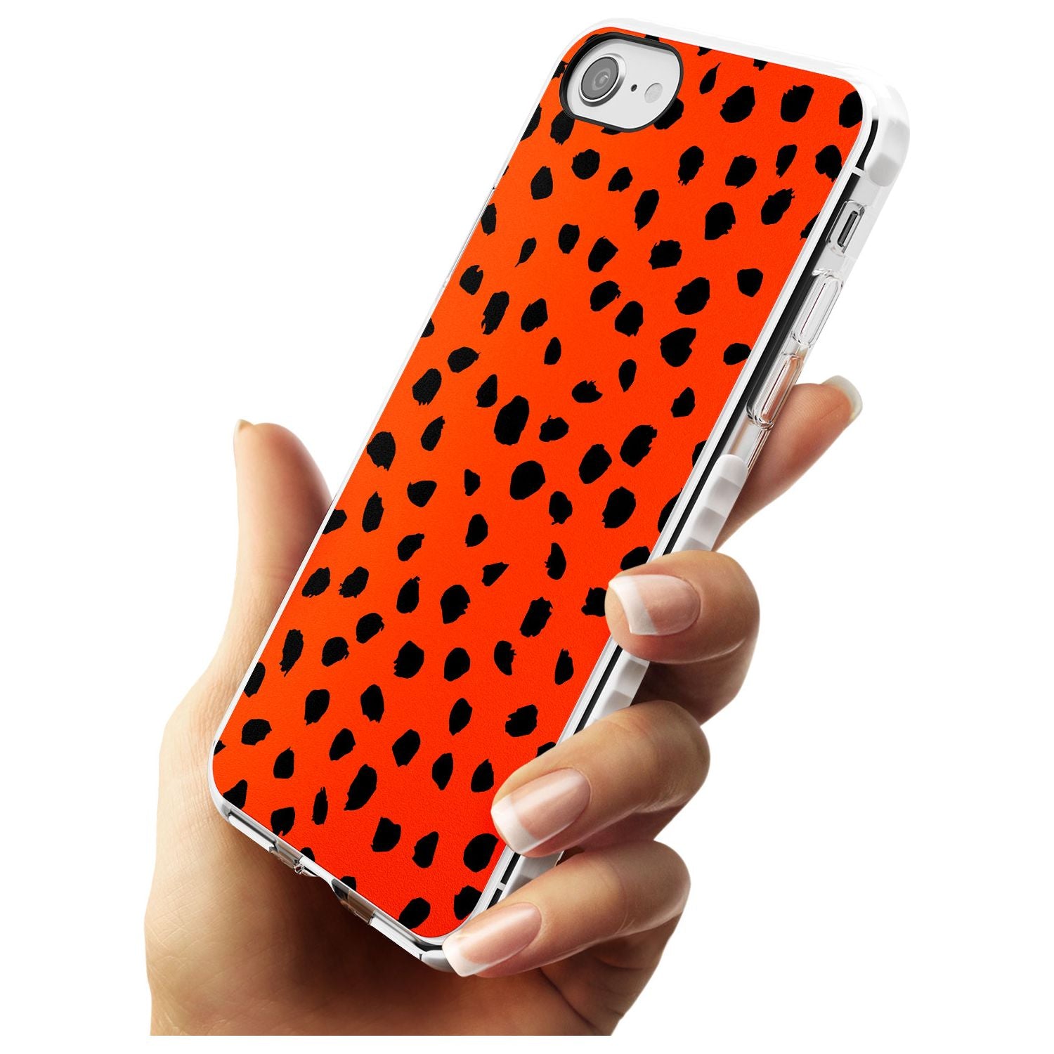 Black & Bright Red Dalmatian Polka Dot Spots Impact Phone Case for iPhone SE 8 7 Plus