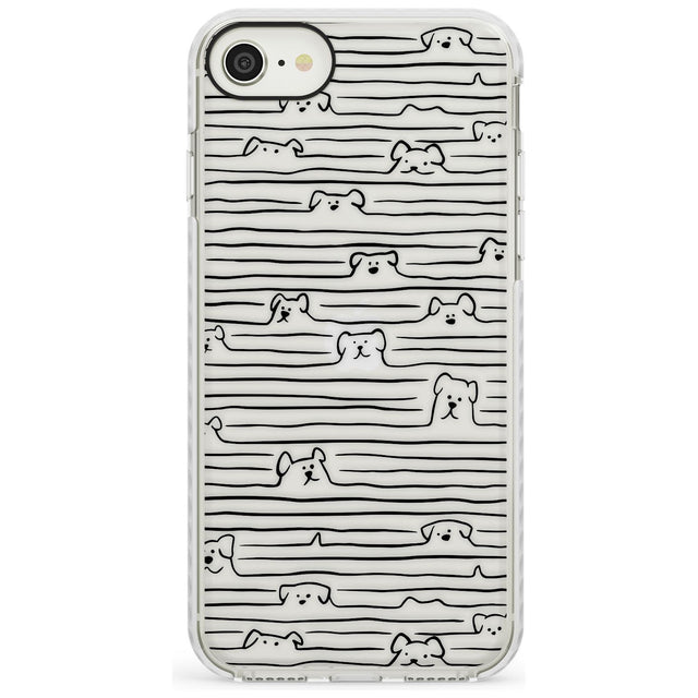 Dog Line Art - Black Impact Phone Case for iPhone SE 8 7 Plus