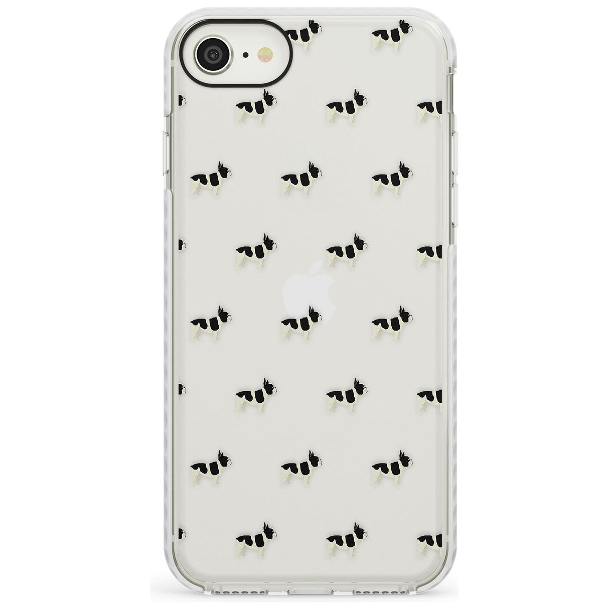 French Bulldog Dog Pattern Clear Impact Phone Case for iPhone SE 8 7 Plus