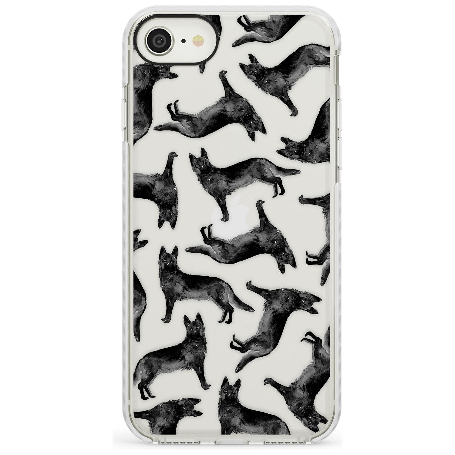 German Shepherd (Black) Watercolour Dog Pattern Impact Phone Case for iPhone SE 8 7 Plus
