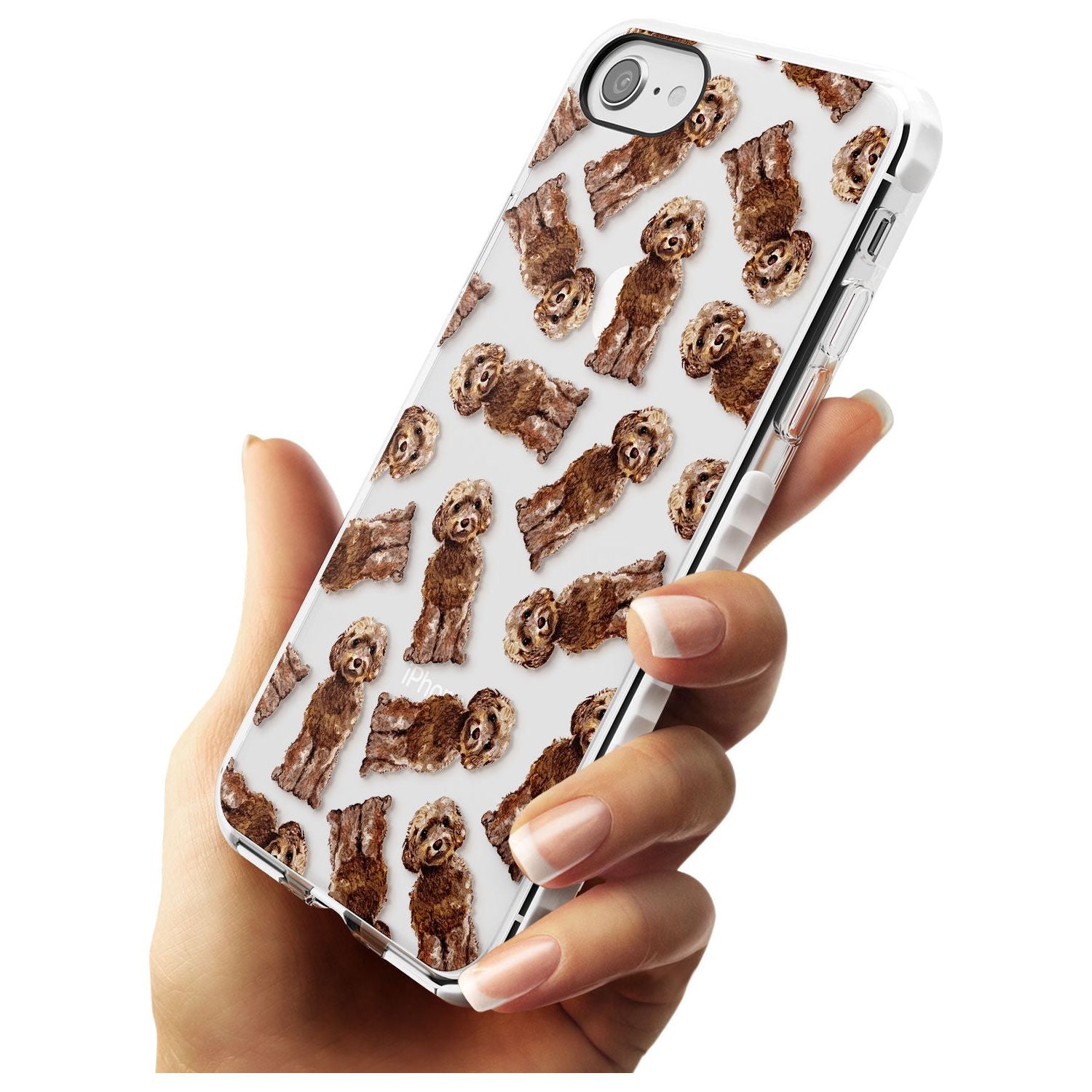 Cockapoo (Brown) Watercolour Dog Pattern Impact Phone Case for iPhone SE 8 7 Plus