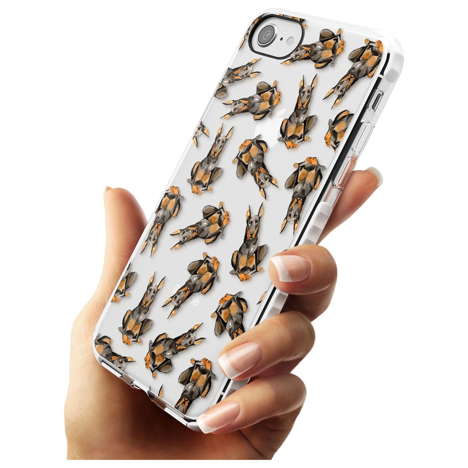 Doberman (Cropped) Watercolour Dog Pattern Impact Phone Case for iPhone SE 8 7 Plus