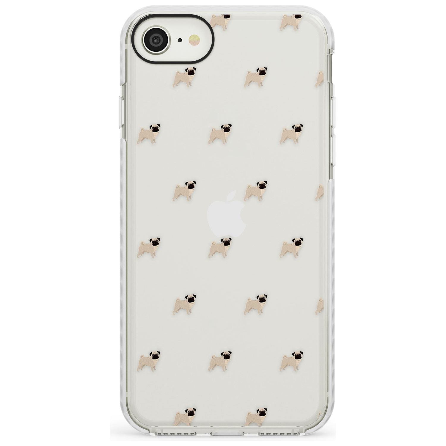 Pug Dog Pattern Clear Impact Phone Case for iPhone SE 8 7 Plus