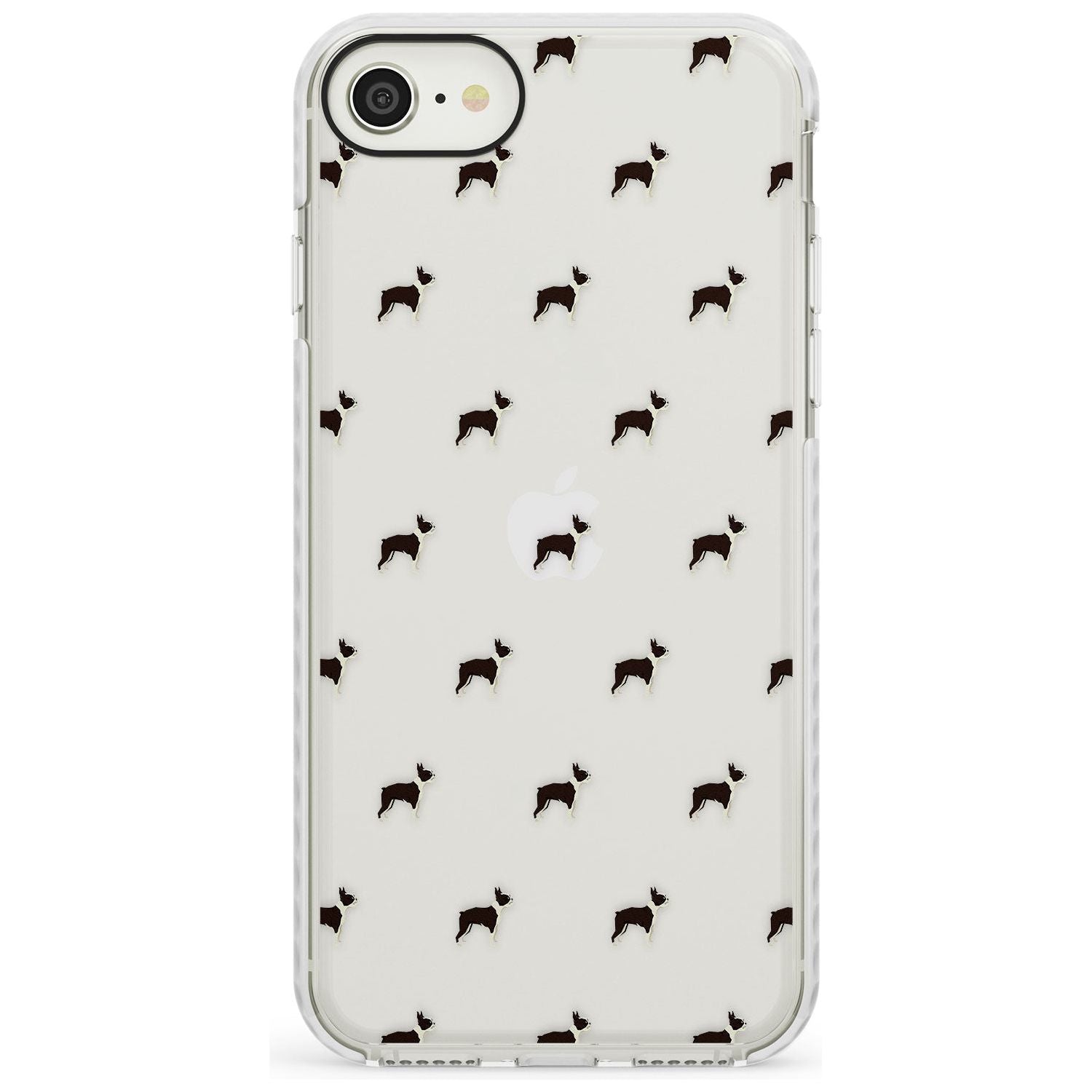 Boston Terrier Dog Pattern Clear Impact Phone Case for iPhone SE 8 7 Plus