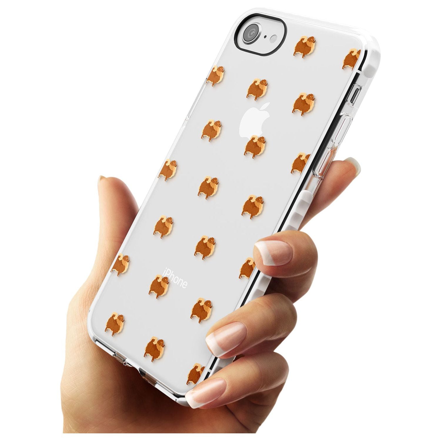 Pomeranian Dog Pattern Clear Impact Phone Case for iPhone SE 8 7 Plus