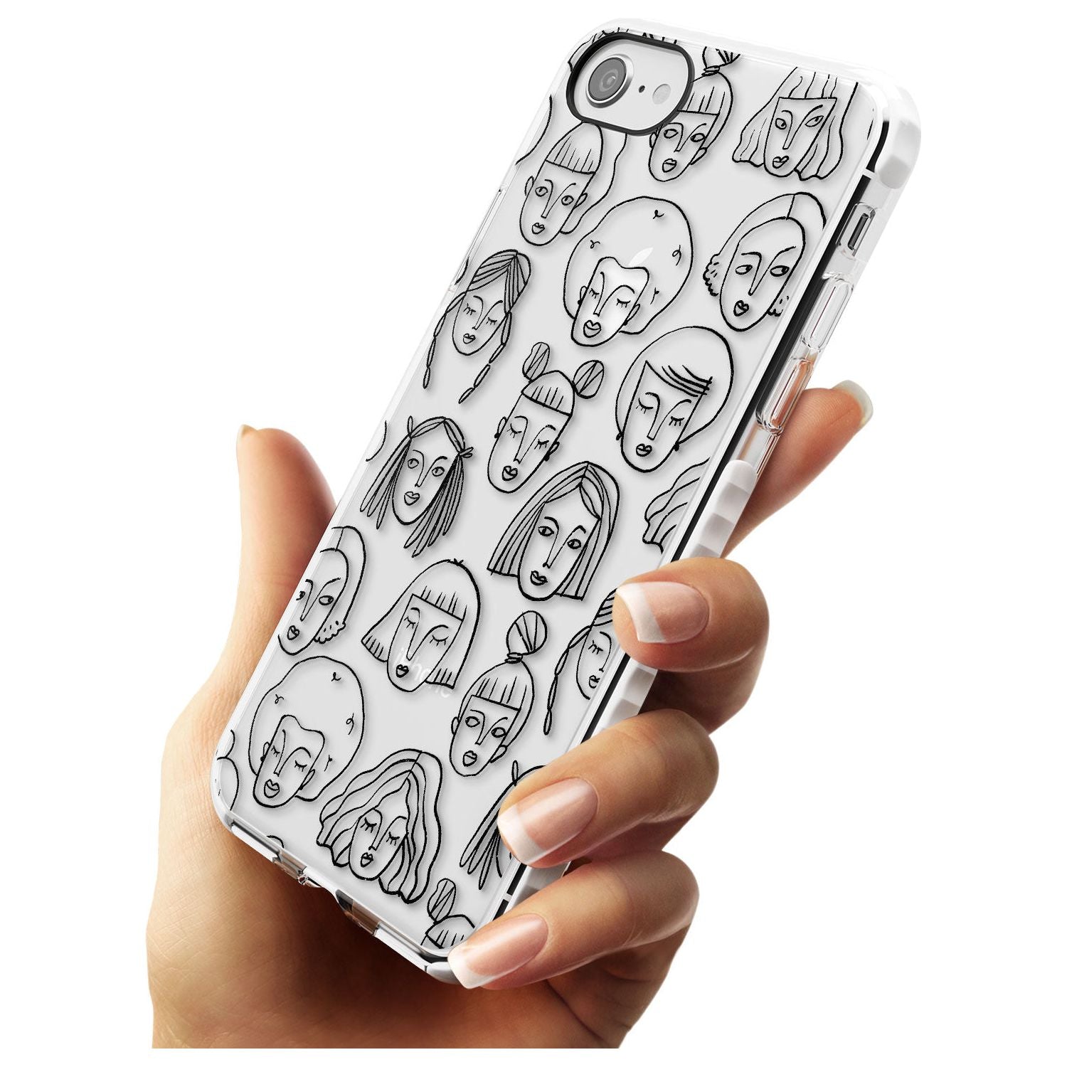 Girl Portrait Doodles Impact Phone Case for iPhone SE 8 7 Plus