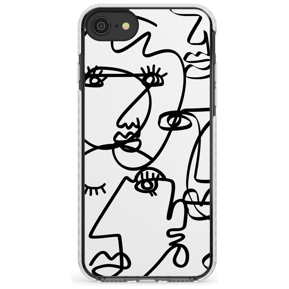 Continuous Line Faces: Black on White Slim TPU Phone Case for iPhone SE 8 7 Plus