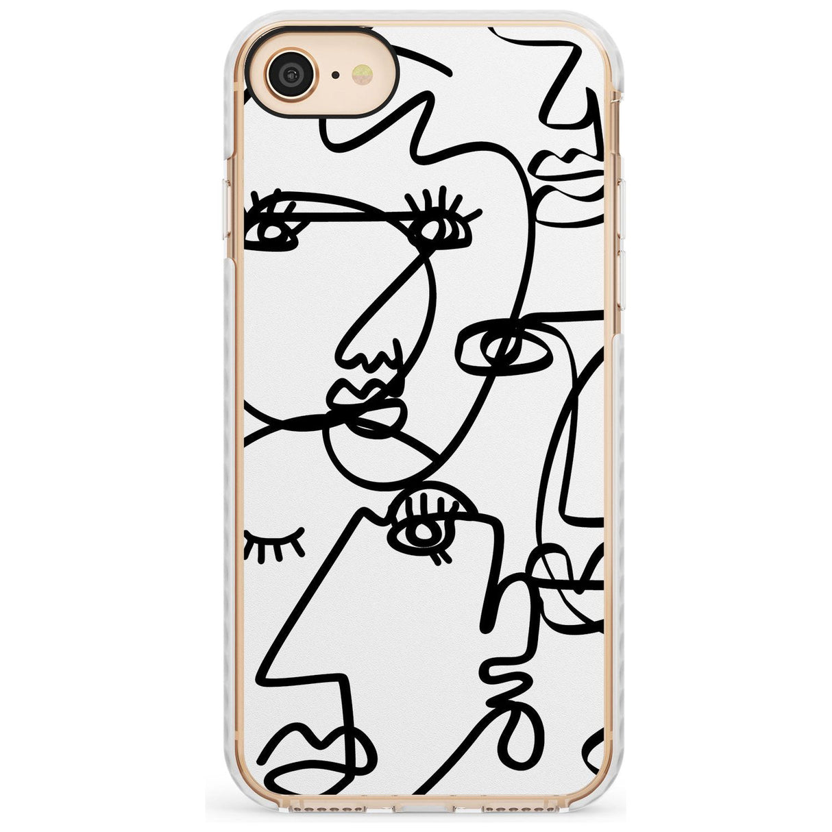 Continuous Line Faces: Black on White Slim TPU Phone Case for iPhone SE 8 7 Plus