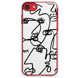 Continuous Line Faces: Black on White Slim TPU Phone Case for iPhone SE 8 7 Plus