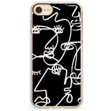 Continuous Line Faces: White on Black Slim TPU Phone Case for iPhone SE 8 7 Plus