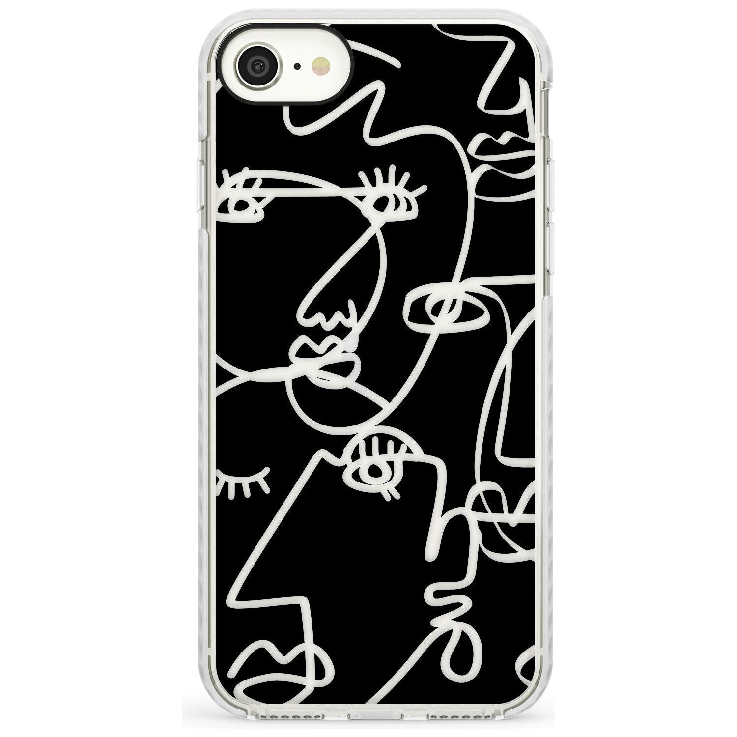 Continuous Line Faces: Clear on Black Slim TPU Phone Case for iPhone SE 8 7 Plus